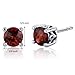 Scroll Design 2.00 Carats Garnet Round Cut Stud Earrings in Sterling Silver Rhodium Nickel Finish