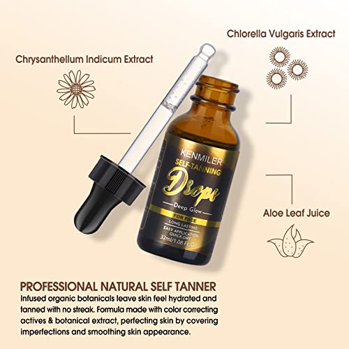 KENMILER Face Self Tanner Tanning Drops, Natural Sunless Fake Tan
