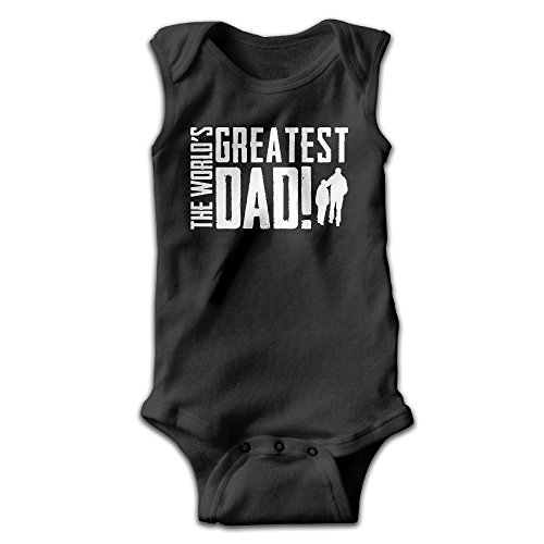 Worlds Greatest DAD! Fathers Day Newborn Baby Sleeveless Romper Jumpsuit Bodysuit Black