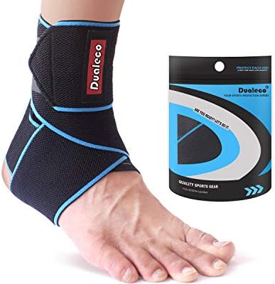 Ankle Support, Adjustable Velcro Ankle Brace for Men/Women, Ankle Wrap for Running, Sports, Sprain, Ligament Damage, Achilles Tendon, Arthritis by Dualeco