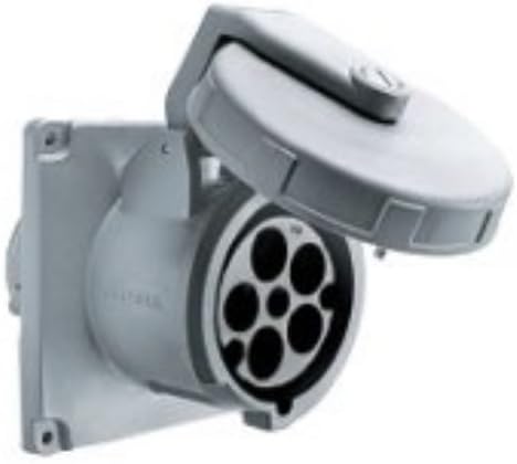 Hubbell Wiring Systems M5100R9 Ship-to-Shore Nylon Dockside Single Receptacle, 4 Pole, 5 Wire, 100 Amps, 120/208V AC, 3 Phase, 4.88" Mounting Hole Diameter, Gray