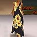 2020 Summer Long Dress for Womens Mlide Tank Top Sunflower Print V-Neck Beach Loose Dress Party Fashion V-Neck Gown Blackthumb 3