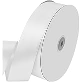 1-1/2" Wide x 100 Yards Single Faced Satin Ribbon - White, Use for Bows, Bouquets, Gift Wrapping, Wedding Decorations, Floral Arrangements