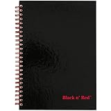 Black n' Red Twin Wire Hardcover Notebook, 8-1/4" x 5-7/8", Black/Red, 70 Ruled Sheets (L67000)