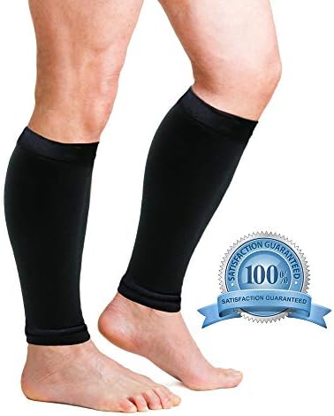 VivoPro Sports Pro-Style Calf Compression Sleeves Leg Sleeves for Running, Basketball, Workouts | Improve Circulation and Recovery, Reduce Muscle Pain | for Men, Women, Kids | 1 Pair, Black Color