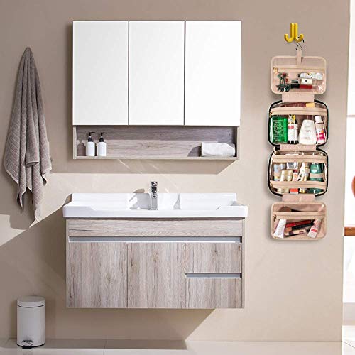 Inshere Toiletry Bag Travel Bag with Hanging Hook, Water-resistant Makeup Cosmetic Bag Travel Organizer for Accessories, Shampoo, Full Sized Container, Toiletries (Black)