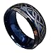 Fashion Month Mens Womens 8mm Blue Tungsten Carbide Wedding Ring Laser Celtic Knot Engagement Promise Band Comfort Fit