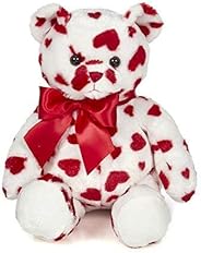 Bearington Lil' Cutie White Plush Stuffed Animal Teddy Bear with Hearts, 14 in