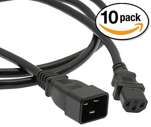 Otimo (10 Pack) 6 Ft Power Cord C20 to C13 Black/ SJT 14/3