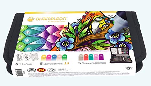 Chameleon Art Products, Chameleon 5 Chameleon Pens, 5 Color Tops, 6 Color Cards, Travel Case - //coolthings.us