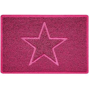 Nicoman Star Shape Embossed Entrance Door Mat Non Slip Dirt Trapper PVC Spaghetti Mat with Rubber Base, Jet Washable Quick Drying Doormat Indoor or Outdoor - (Small, Pink, 60 x 40cm)