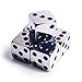 5Pcs D6 16mm Metal Alloy Custom & Unique Six-Sided Dice - 3 Types Highly Polished Premium Edition (Silver Body with Deep Blue pips)