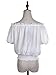 Anna-Kaci Women's Off Shoulder Peasant Tops Boho Short Sleeve Ruffle Shirts Smocked Blouse, White, Large