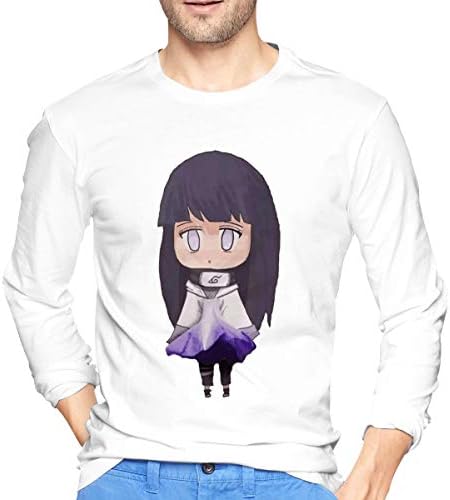 Mens Tshirt Classic Long Sleeve Shirts for Men with Cute Art Hinata Naruto Pattern