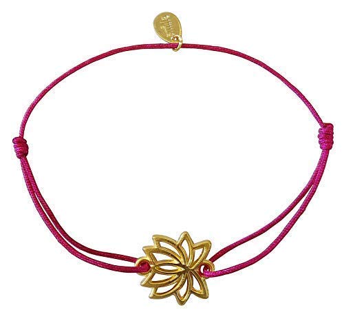 Smilla Brav® Lotus Yoga Lotusblüte Damen-Armband Chakra Energie-Schmuck - himbeer/gold - VH54