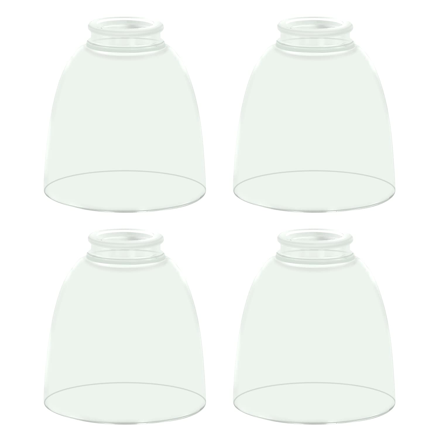 Eidonta 4-Pack White Frosted Glass Shade Replacements – Bell Shape, 4.92" H X 4.72" Dia, 1.65" Fitter, For Ceiling Fans, Pendants, Vanities & Sconces