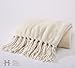 Home Fashion Designs Warm Velvet Plush Throw Blanket with Decorative Fringe. Raya Collection (Eggnog)