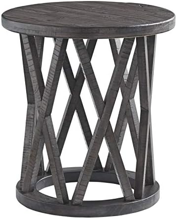 Drum Shape Pine Wood End Table End Table With X Motifs And Round Top Brown Amazon Ca Home Kitchen