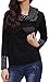 TINHAO Women's Nursing Breastfeeding Cowl Neck Polka Dot Print Long Sleeve Maternity Blouse Top Black