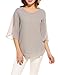 ACEVOG Women Summer Chiffon Sleeveless Blouse Crew Neck Shirt (Grey L)