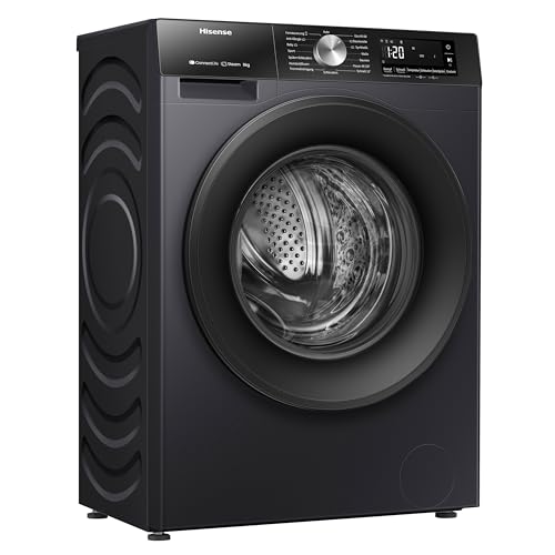 Hisense WF3S8043BB3 Waschmachine mit Dampffunkunktion, 8 kg, 1400 U,min, WIFI, ConnectLife, Power JetWash, Anti-Allergie Programm, Aqua Stop, Auto Wash, Quick Wash, EEK A-30 Prozent 10