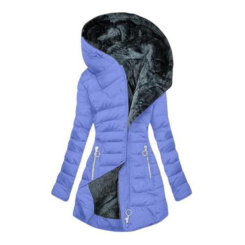 Women's Coats, Winter Jackets for Women uk Warm Quilted Down Padded Puffer Coat with Zip Pockets Hybrid Down Insulated Fleece Lined Parka S