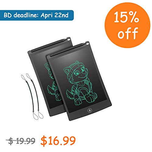 image for WOBEECO Set of Two 8.5 Inch LCD Writing Tablet Children Doodle Pad Scr