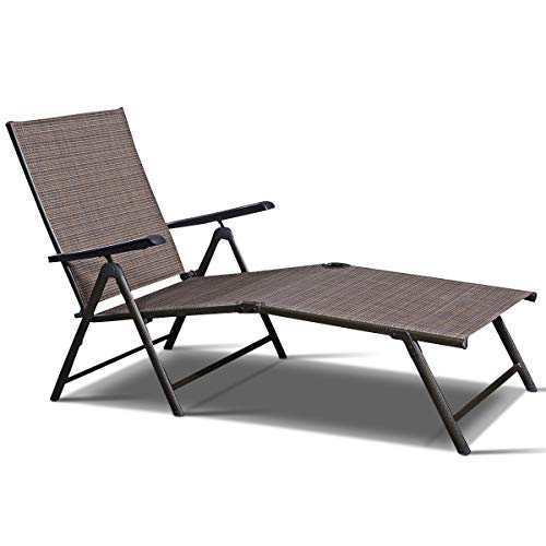 Tangkula Patio Lounge Chair Chaise, Adjustable Backrest Ergonomic Shape