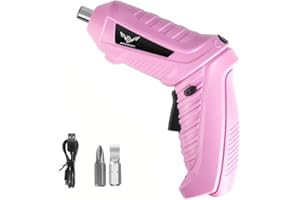 JENABOM Pink Electric Screwdriver, 3.6V Cordless Drill Screwdriver Rechargeable, 3.5N·m Max Torque Electric Screw with 2 Accessory Kit, Micro USB, Front LED Light, Easy for Small Home Projects