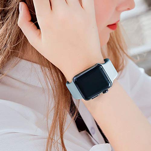 Idon 3-Pack Sport Band Compatible for Apple Watch Band 38MM 40MM S/M, Soft Silicone Sport Bands Replacement Strap Compatible with Apple Watch Series 5/4/3/2/1, Turquoise + Pink Sand + White - Thumbnail 5