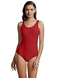 zeraca Women's Vintage Sport Racerback One Piece Swimsuit Swimwear M10 Dark Red