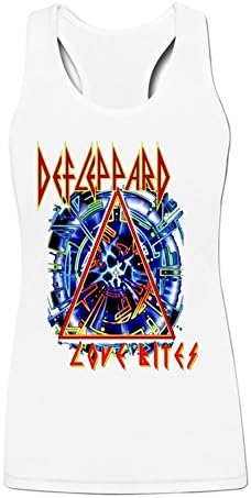 Luoshan Women's Def Leppard Ring Spun Graphic Tank Top L White
