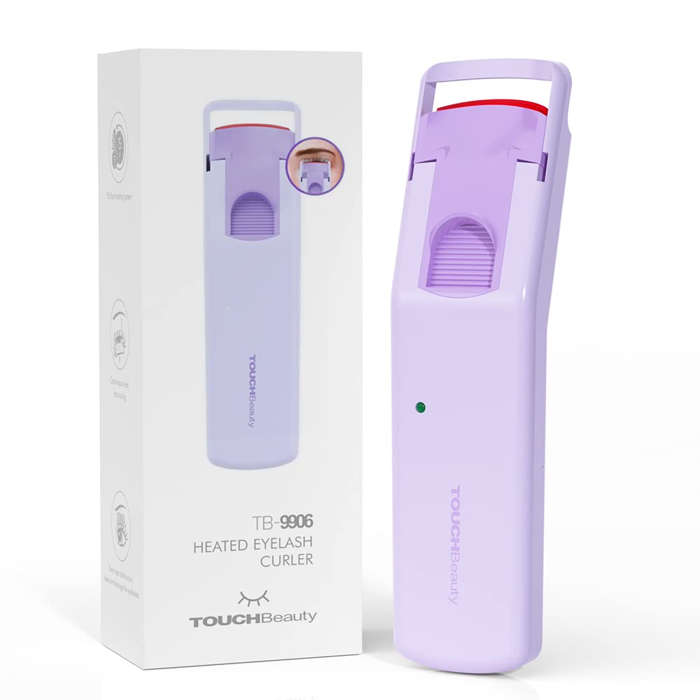 TOUCHBeauty Electric Eyelash Curler,Heated Eyelash Curler with Smart Silicone Heating Pads,Fast Heating Natural Curling Lash Styling Tools for Women,AG-9906(Purple)