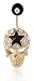 Gold Tone Punk Rock Sugar Skull Skeletons Earrings with Star Swarovski Crystal by Lovey Lovey (Black)