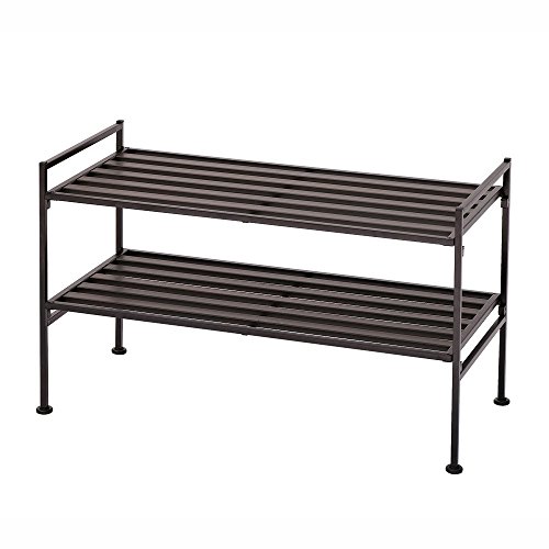 Seville Classics 2-Tier Resin Slat Utility Shoe Rack, 