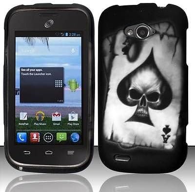 SPADE SKULL HARD PLASTIC MATTE SNAP ON CASE PHONE COVER FOR ZTE SAVVY Z750C [In Casesity Retail Packaging]