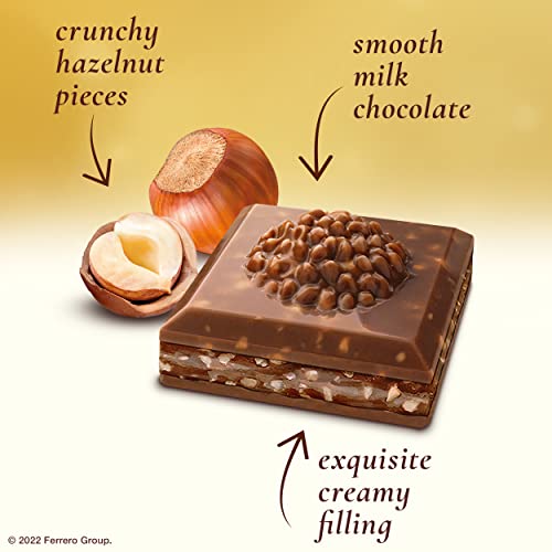 FERRERO ROCHER MILK CHOCOLATE HAZELNUT BAR, WITH COCOA FILLING , VALENTINE’S DAY CHOCOLATE GIFT, 3.1OZ