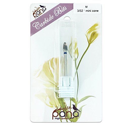 Pana 3/32" Mini Cone Safety Nail Carbide Bit - Silver Color (Grit: Medium - M) for Electric Dremel Drill Machine