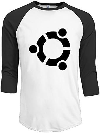 Men's Ubuntu By Linux Logo Contrast Baseball 3/4 Raglan Sleeve Tee White
