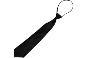 Cabilock Solid Black Uniform Necktie for Men and Women, Narrow Pre-tied Tie for Party, Cosplay, and Stage