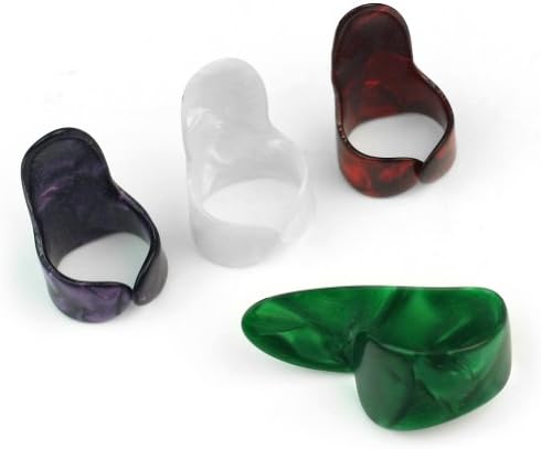 Plastic 1 Thumb + 3 Finger 4 Picks Plectrums for Guitar Colorful