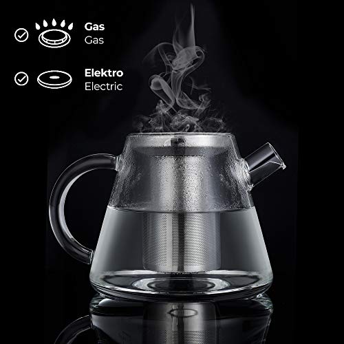SILBERTHAL Teekanne Glas 1,5 Liter - mit Siebeinsatz & Deckel - Infuser für HeiÃgetränke & Cold Brew Tea - Ideal für Stövchen – Bild 7