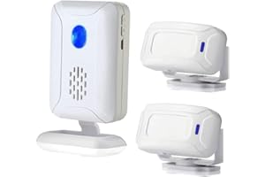 HONETEEK Wireless PIR Motion Sensor Detector Home Store Welcome Buzzer Security Alarm Chime for Business Mailbox Front Door Entry Alert (2 Sensor & 1 Doorbell)