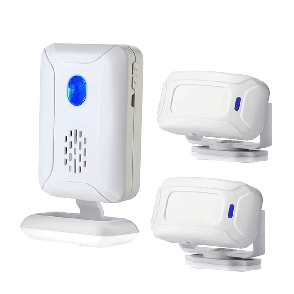 Wireless PIR Motion Sensor Detector Home Store Welcome Buzzer Security Alarm Chime for Business Mailbox Front Door Entry Alert (2 Sensor & 1 Doorbell)