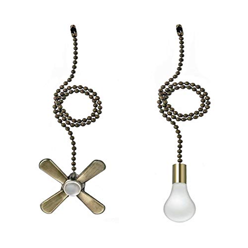 Fan Pull Chain Set - 13.6 Inches 3mm Diameter Beaded Ball Ceiling Fan Pulls Set with Connector Including Light & Fan Pulls, Silver