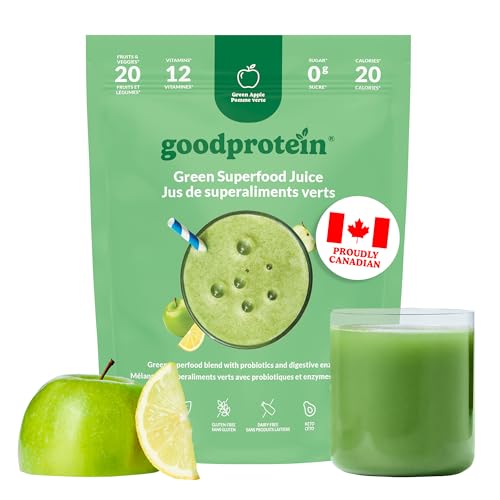 Good Protein Greens Superfood Powder Juice - 100% Natural Digestive Enzyme Greens Powder | Vegan Non-GMO Gluten Free Vitamins Green Powder - Organic Alfalfa Wheat Barley Grass Spirulina Powder | 225g Green Apple