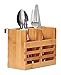 Home Intuition Bamboo Flatware and Utensil Organizer Caddy and Drying Rack