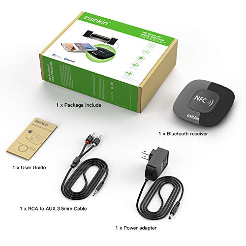 esinkin Bluetooth Receiver Wireless, NFCEnabled Audio Adapter 4.0 for