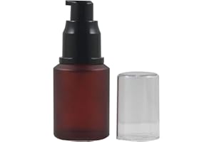 HAPPYUPCITY 1PCS 30ML 1OZ Rose Red Empty Frosted Glass Pump Bottle with Transparent Cap Emulsion Lotion Essence Holder Refillable Portable Durable Cosmetic Container Jar Pot for Travel Vacation Daily Life