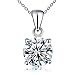 Kigmay Jewelry 925 Sterling Silver Clear Cubic Zirconia Solitaire Pendant Necklace for Women, 16\